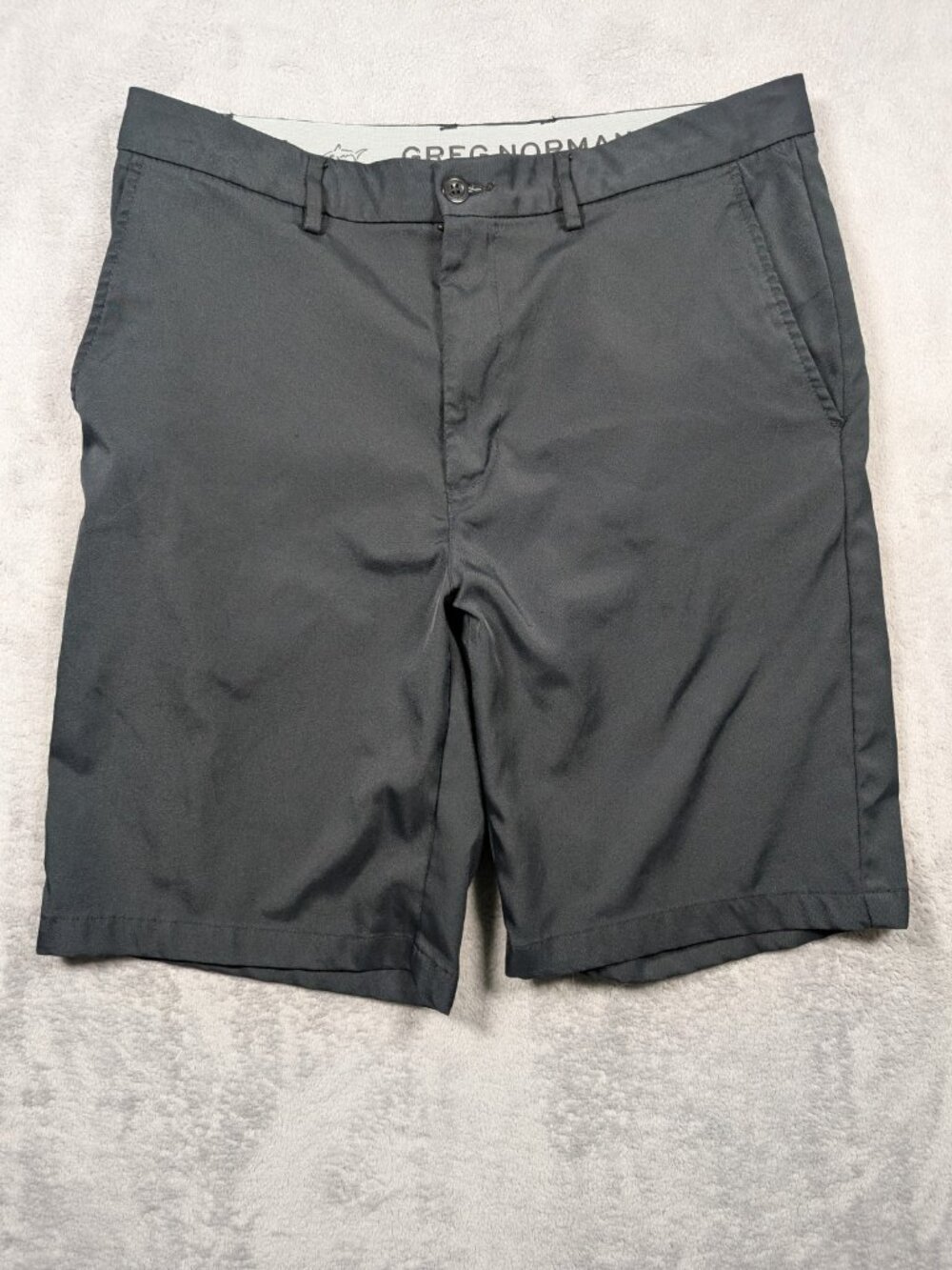 Greg Norman For Tasso Elba Chino Shorts Mens 33 Black Stretch Golf Lightweight